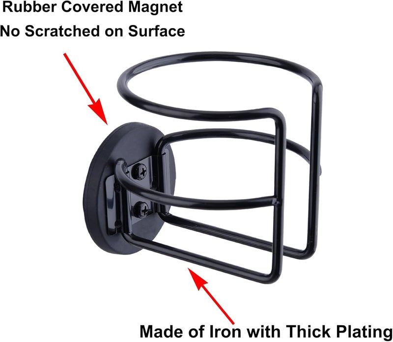 LEKUSHA Magnetic Cup Holder with 2 Screws Mount, Full Covered Bus Tractor Cup Holder, Magnet Drink Holder for Bottle, Black Pack of 2 - Image 5